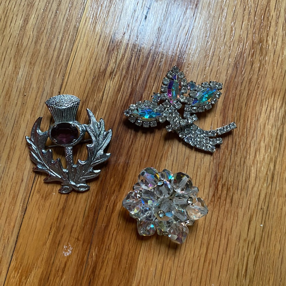 3 Costume Brooches